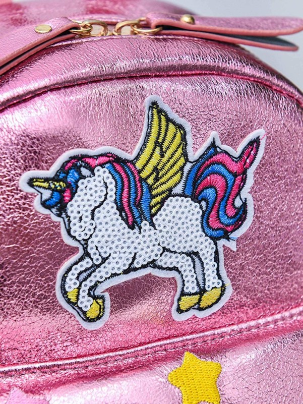 Kids Unicorn Patch Decor Backpack