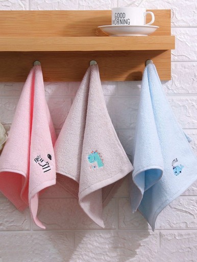 Random Animal Embroidery Face Towel 1pc