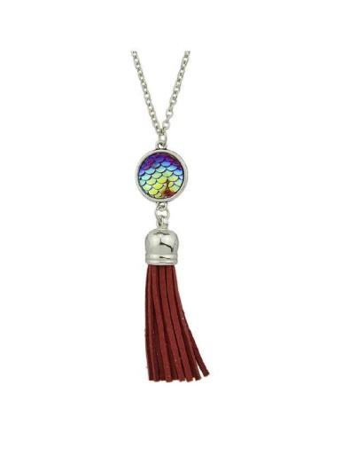 Red Mermaid Scales Tassel Necklace