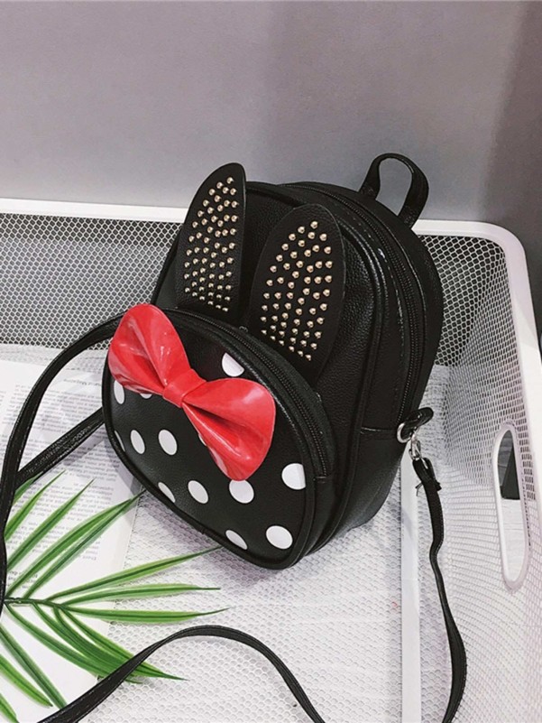 Kids Bow Decor Polka Dot Backpack