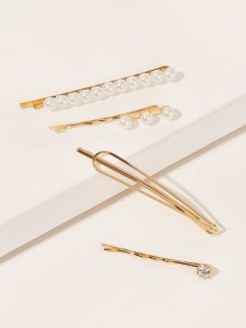 SHEIN Faux Pearl Decor Hairpin 4pcs