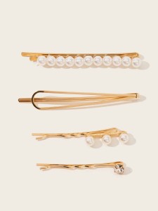 SHEIN Faux Pearl Decor Hairpin 4pcs