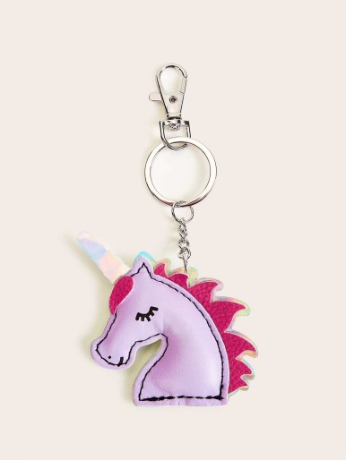 SHEIN Logo PU Unicorn Keychain