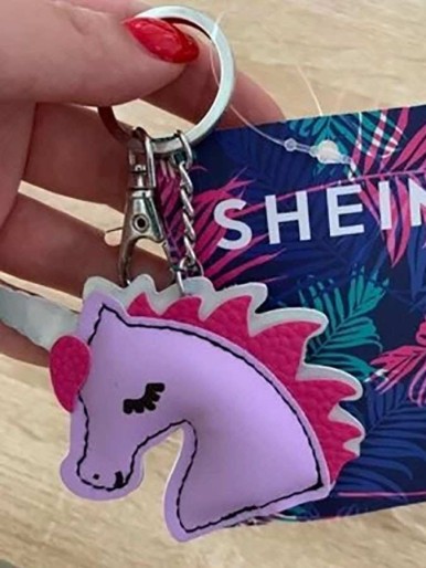 SHEIN Logo PU Unicorn Keychain