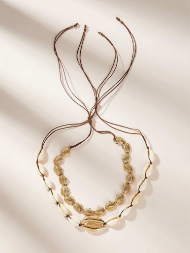 Shell Design String Necklace 2pcs