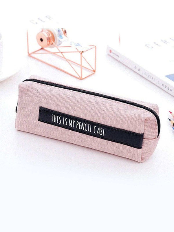 Slogan Print Pencil Case