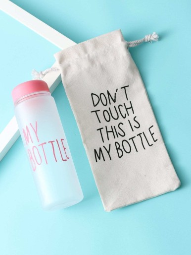 Slogan Water Bottle 500ML With Bag