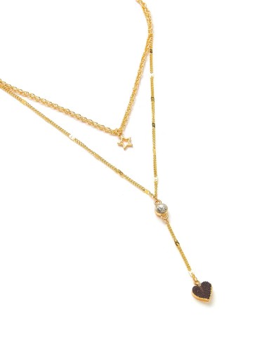 Star & Heart Pendant Layered Chain Necklace