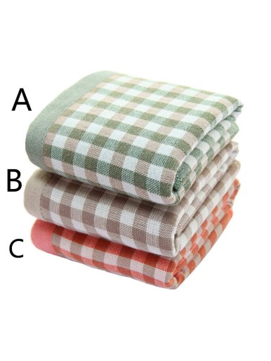 1pc Plaid Pattern Soft Cotton Towel