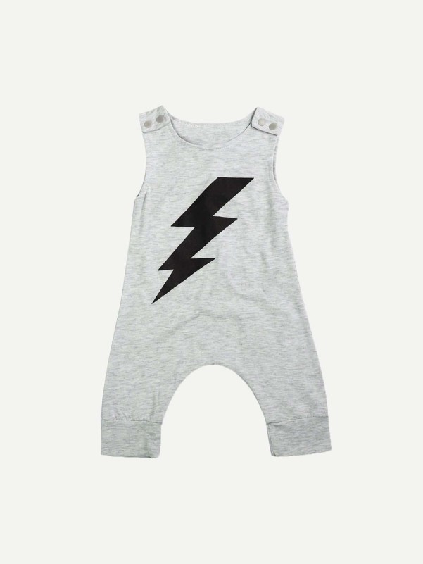 Toddler Boys Lightning Print Marled Jumpsuit