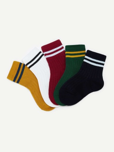 Toddler Kids Rib Striped Socks 5pairs