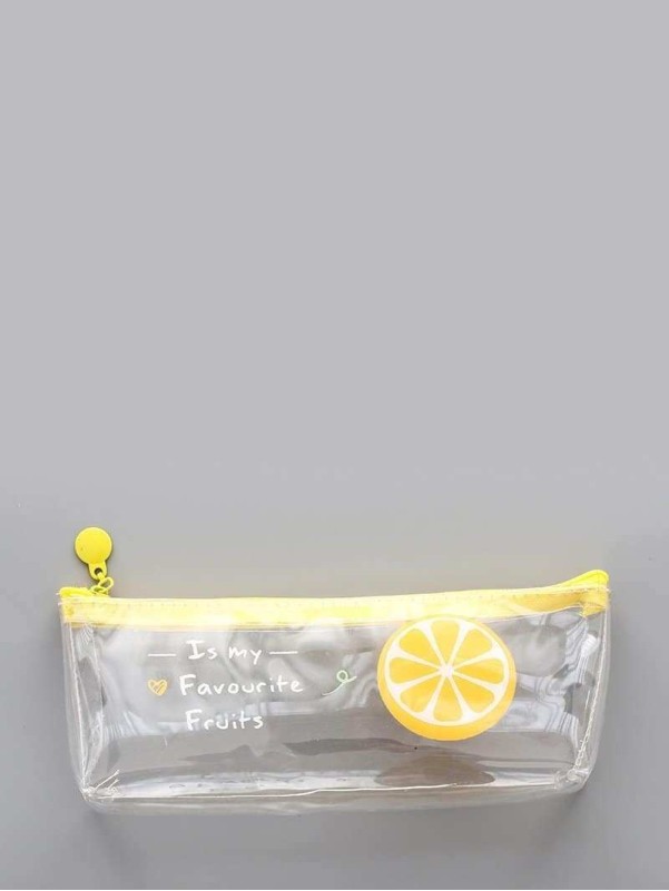 Orange Print Clear Pencil Case