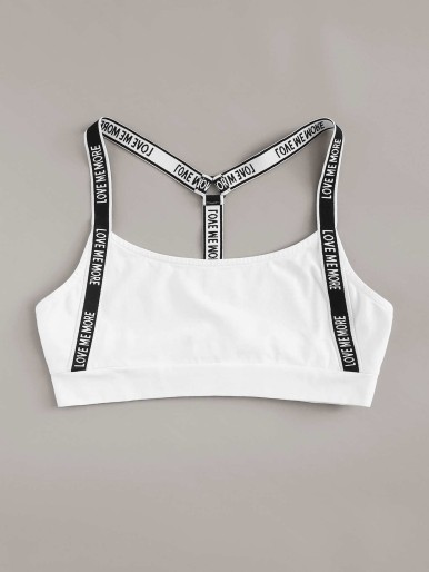 Y-back Letter Strap Detail Sports Bra