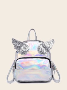 Kids Glitter Detail Pocket Front Backpack