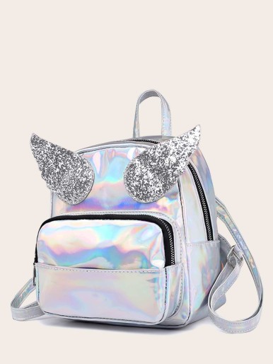 Kids Glitter Detail Pocket Front Backpack