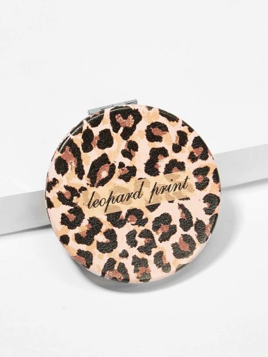 Leopard Round Portable Makeup Mirror