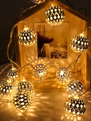 20pcs Metal Hollow Ball Bulb String Light