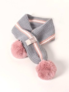 Toddler Girls Fluffy Pom Pom Decor Scarf