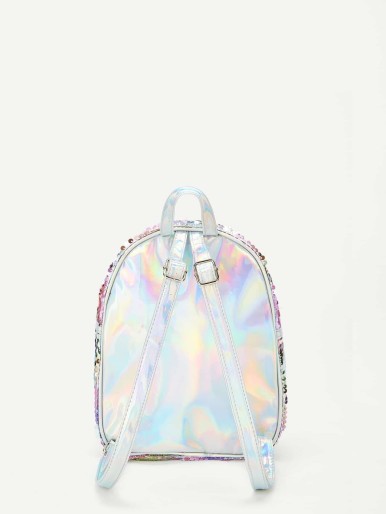 Girls Shell And Sequin Detail Iridescent Backpack
