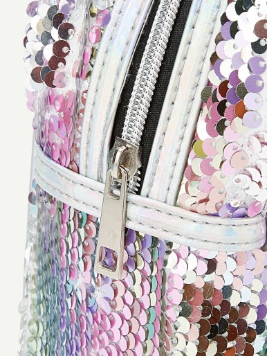 Girls Shell And Sequin Detail Iridescent Backpack