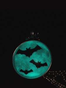Glass Luminous Bat Pendant Chain Necklace