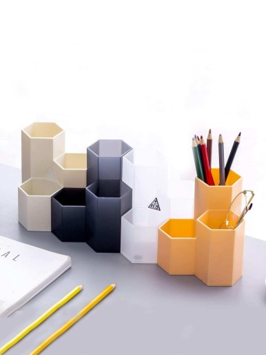 1pc 3 Compartment Pen Holder