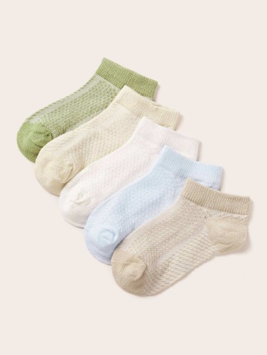 5pairs Toddler Kids Solid Ankle Socks