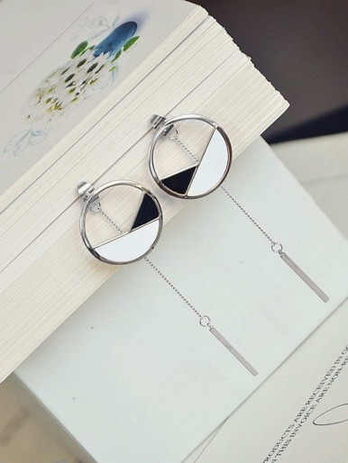 Bar Drop Hoop Earrings 1pair