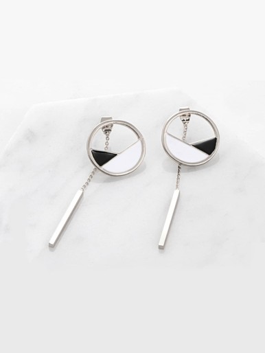 Bar Drop Hoop Earrings 1pair