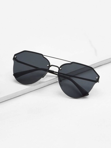 Double Bridge Rimless Sunglasses