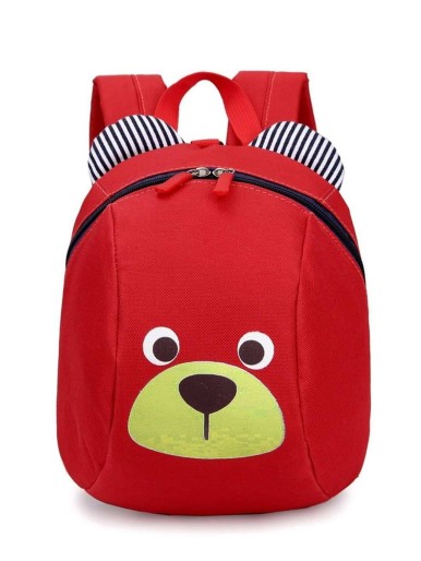 Girls Bear Design Canvas Backpack