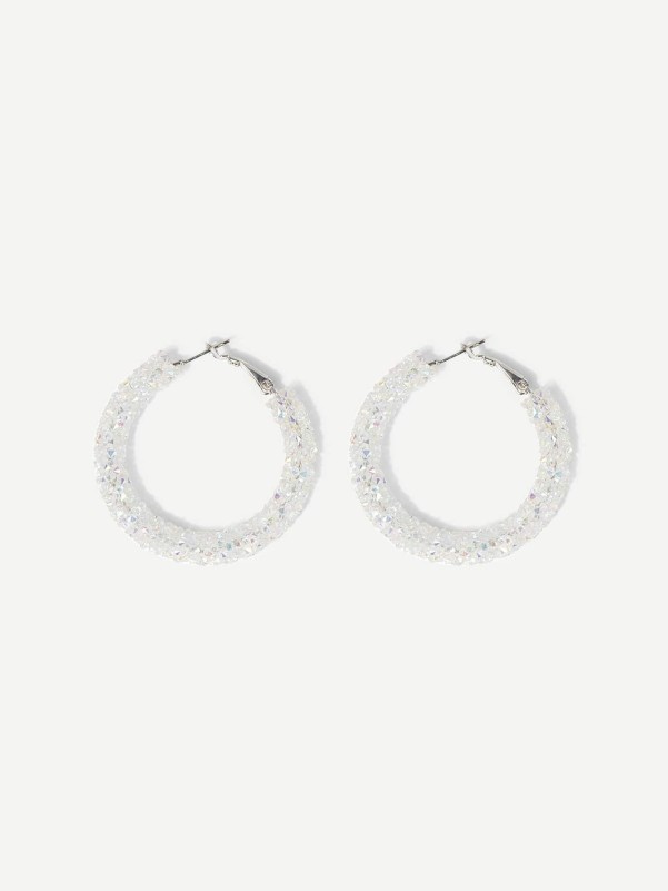 Glitter Hoop Earrings 1pair