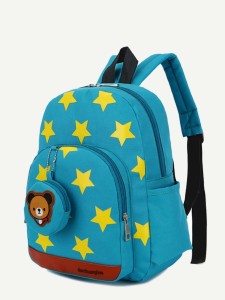 حقيبة ظهر نايلون بطبعة نجوم للأطفال