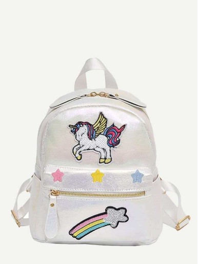 Kids Unicorn Patch Decor Backpack