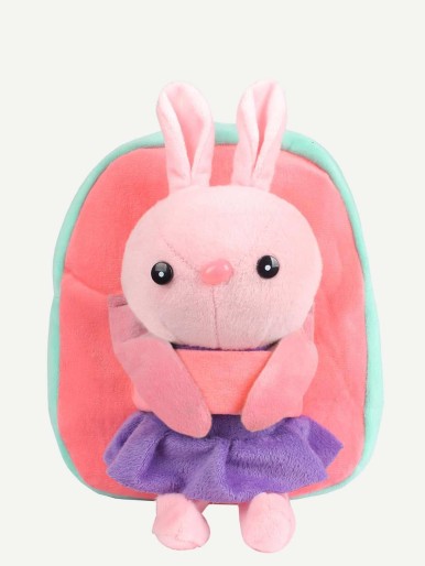 حقيبة ظهر بتصميم أرنب قابل للفصل بسحاب عشوائي للأطفال