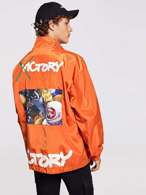 Men letter clearance print jacket