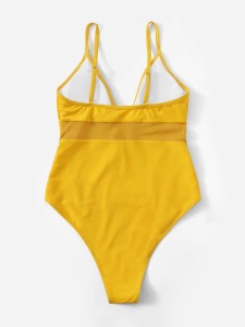 Mesh Panel One Piece Swimsuit