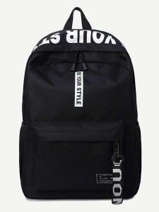 Kids Slogan Detail Nylon Backpack