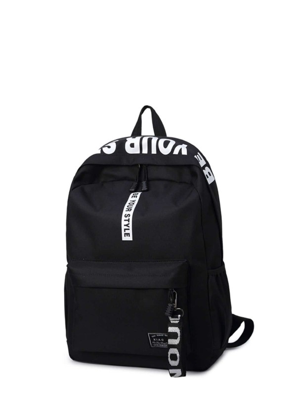 Kids Slogan Detail Nylon Backpack