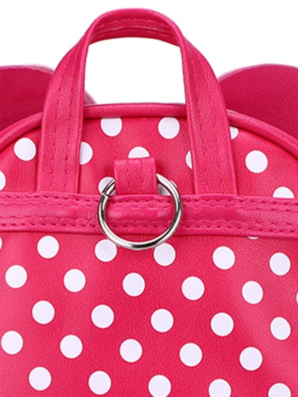 Neon Pink Kids Polka Dot Bow Decor Backpack