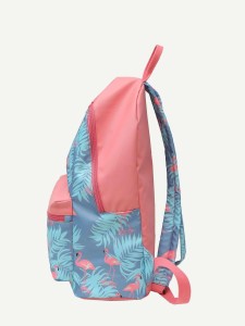 Kids Flamingo Pattern Pocket Front Backpack