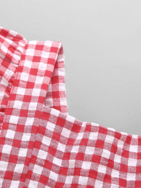 Baby Frill Trim Gingham Popper Romper