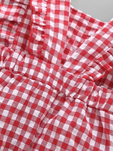 Baby Frill Trim Gingham Popper رومبير