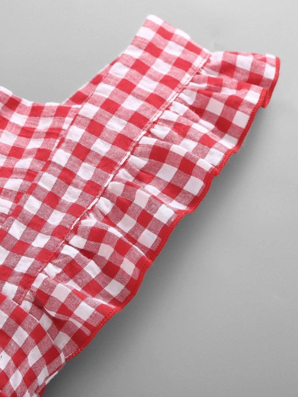 Baby Frill Trim Gingham Popper رومبير