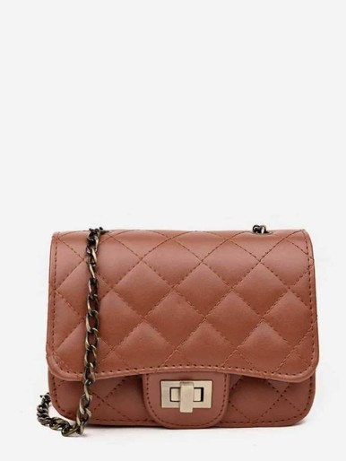 Twist Lock Quilted Chain Flap Bag