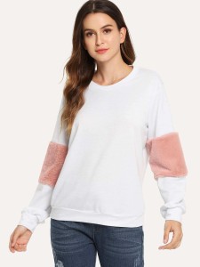 Contrast Faux Fur Sweatshirt