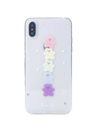 Bear Pattern Transparent Case Compatible With iPhone