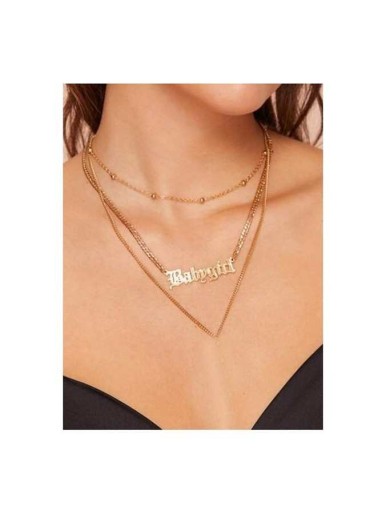 Cross & Letter Charm Layered Necklace 1pc