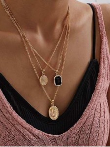 1 Piece Geometric Pendant Layered Necklace