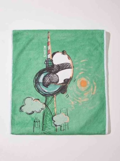 SHEIN Panda Print Single-Sided Sport Towel